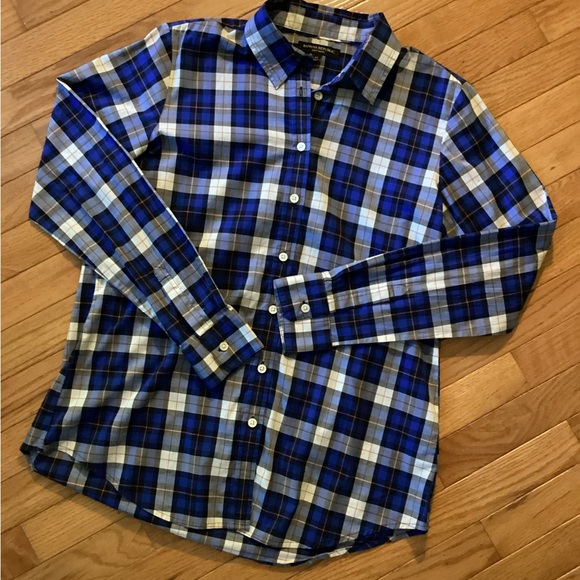 NEW BANANA REPUBLIC SOFT WASH CLASSIC BUTTON DOWN SHIRT - BEAUTIFUL BLUE PLAID - Picture 2 of 9
